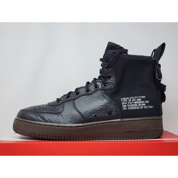 Nike SF Air Force 1 Mid BLACK 917753-002 Size 10 WORN - Picture 3 of 8